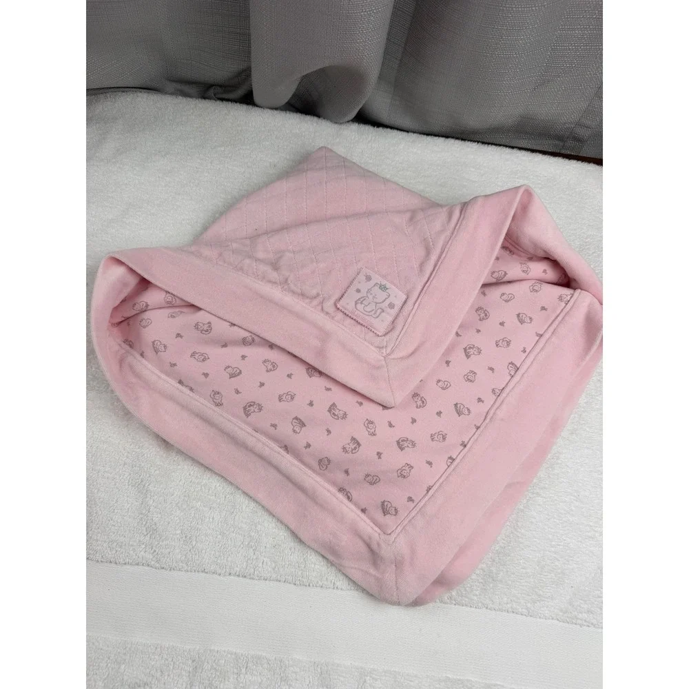 The Childrens Place Pink Baby Blanket Cat lil Princess cotton blend quilted